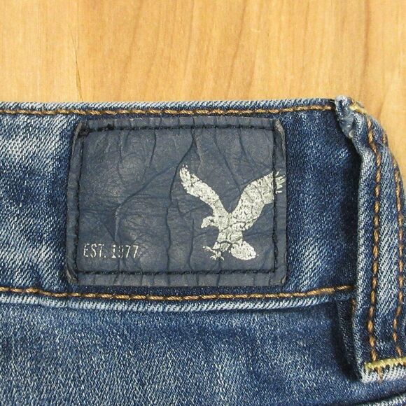 AMERICAN EAGLE Hi-Rise Shortie Womens Size 0 Frayed Hem Ripped Denim Jean Shorts - Picture 7 of 16